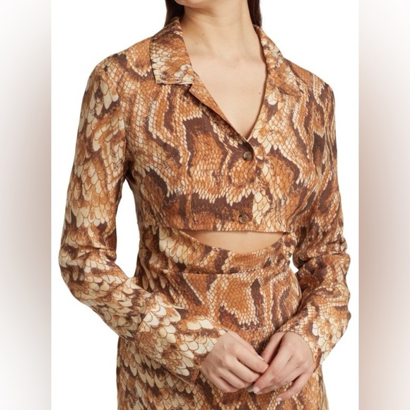 New! NANUSHKA Tess Cutout Snake-Print Satin Mini Dress 🤎 XS NWT! - Picture 7 of 16